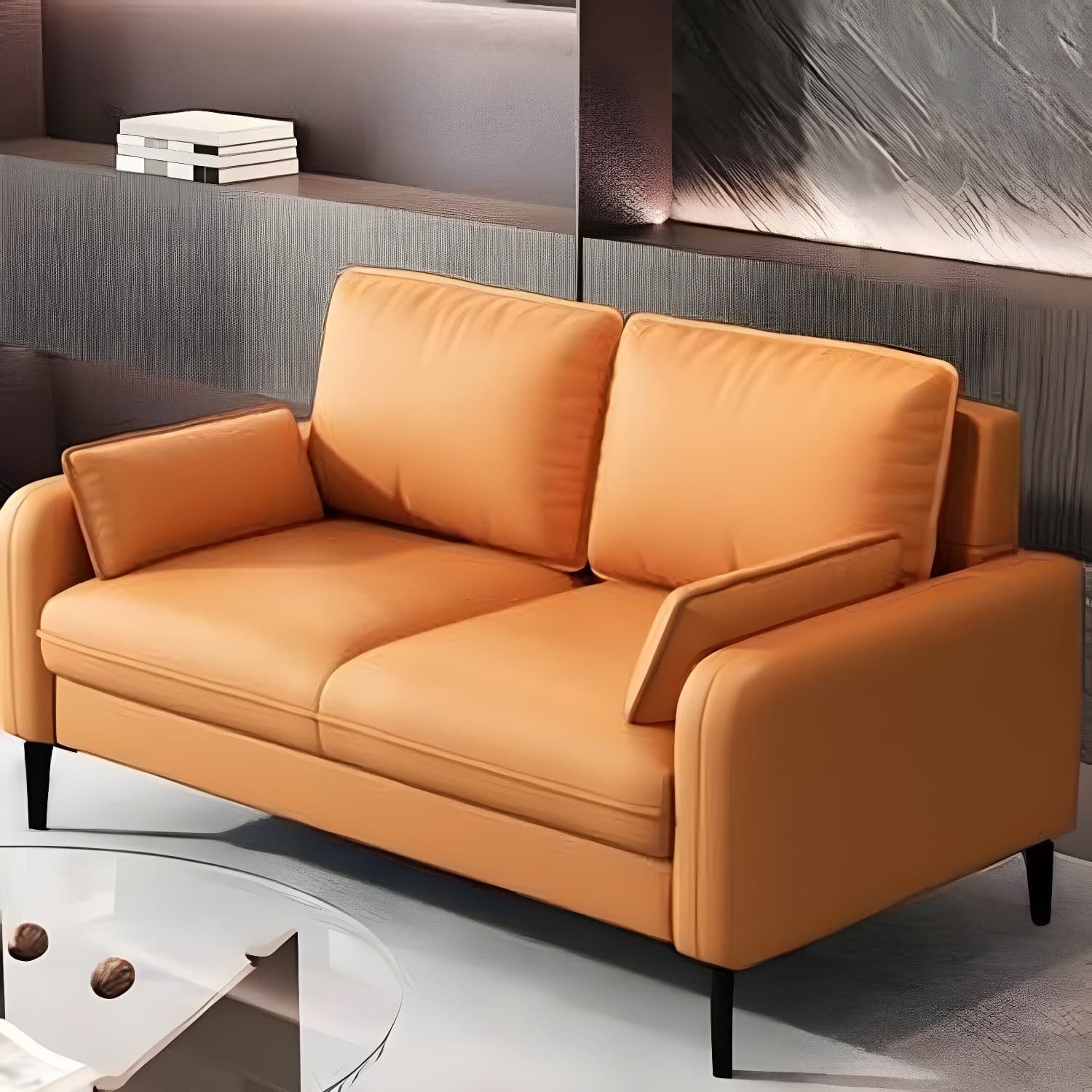 2-Seater Modern Cushioned Sofa with Bolster Pillows for Living Room - image 8