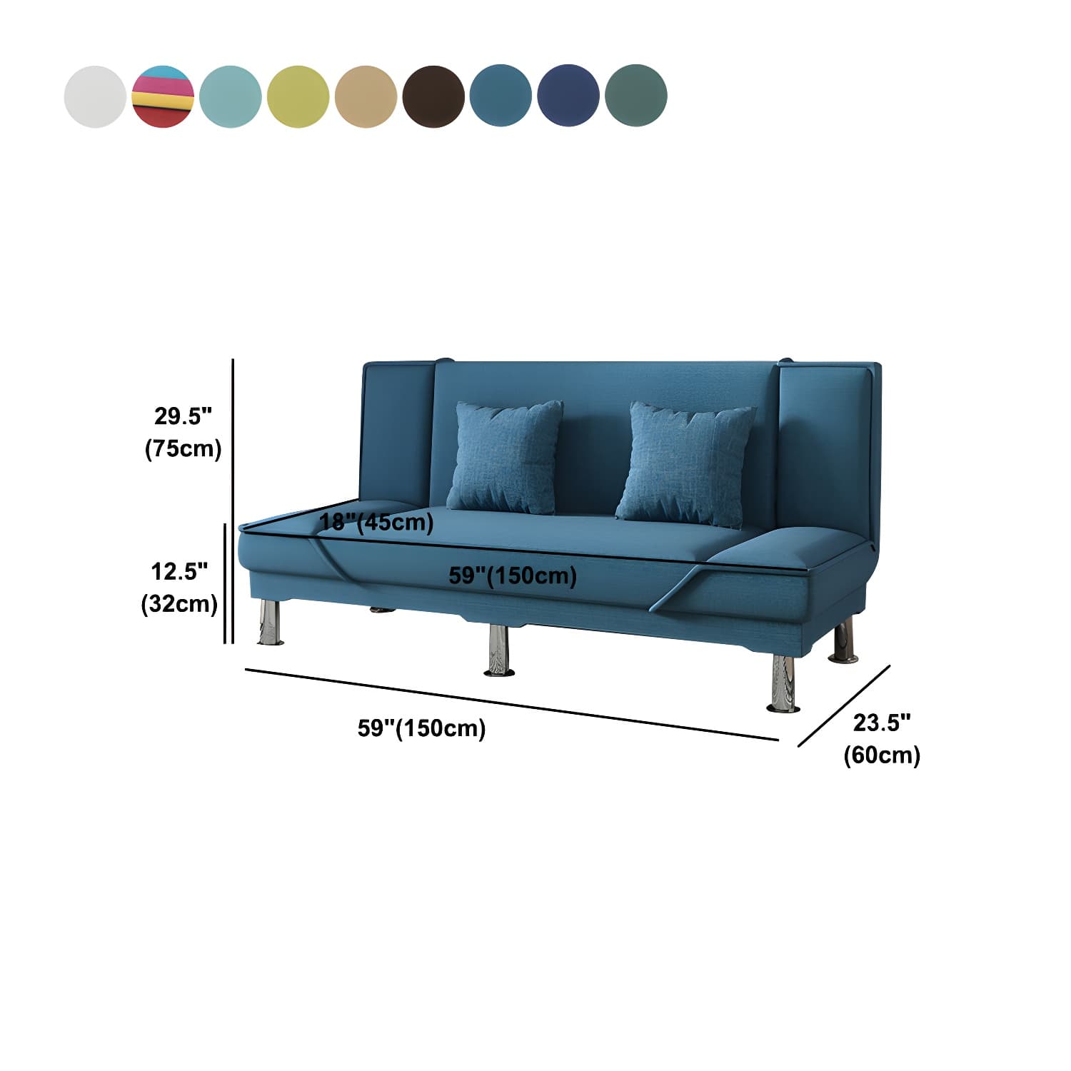 Contemporary Armless Convertible Sofa Linen Foldable Sofa for Apartment - image 20