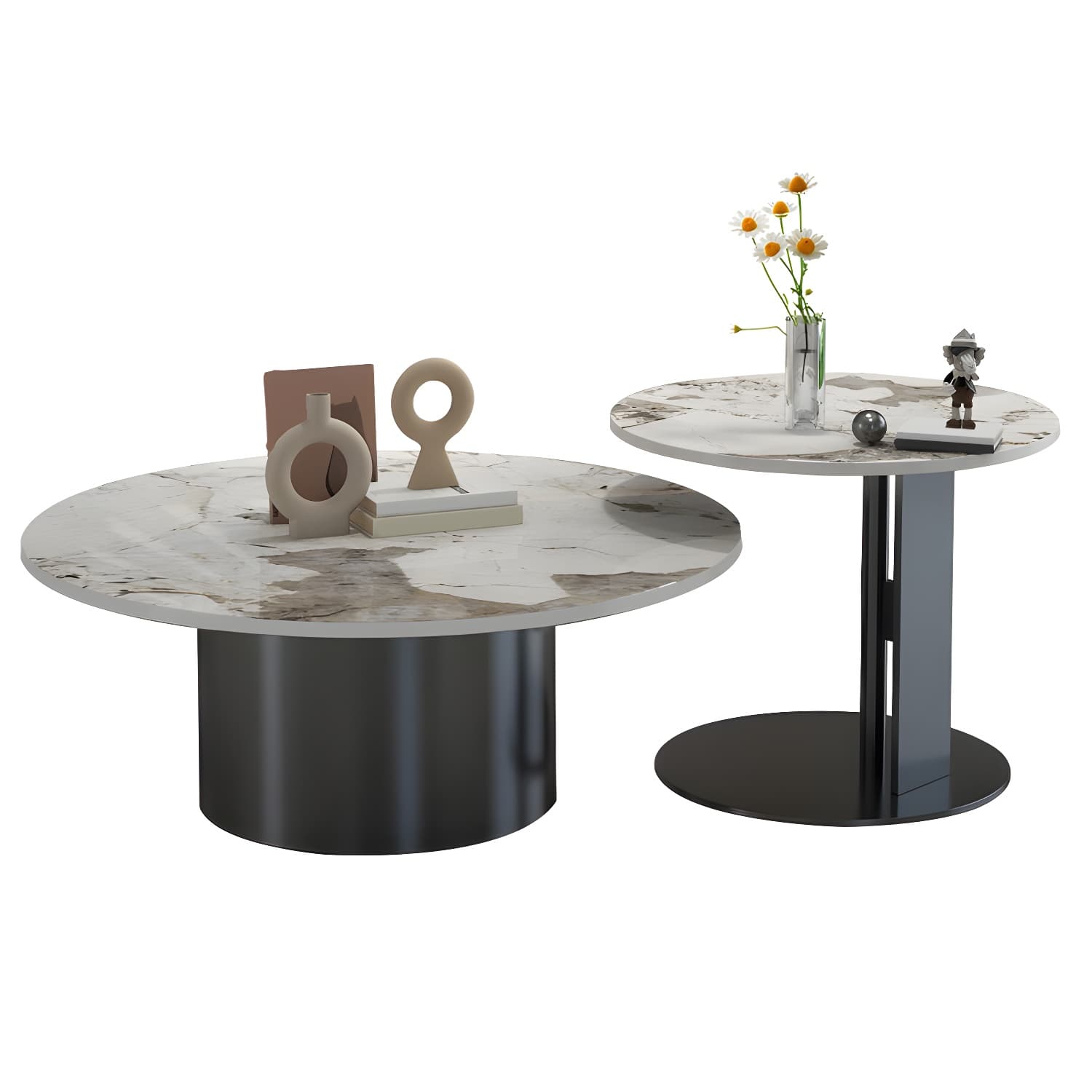 Pedestal Cocktail Table Contemporary Slate Top Coffee or End Table - image 7