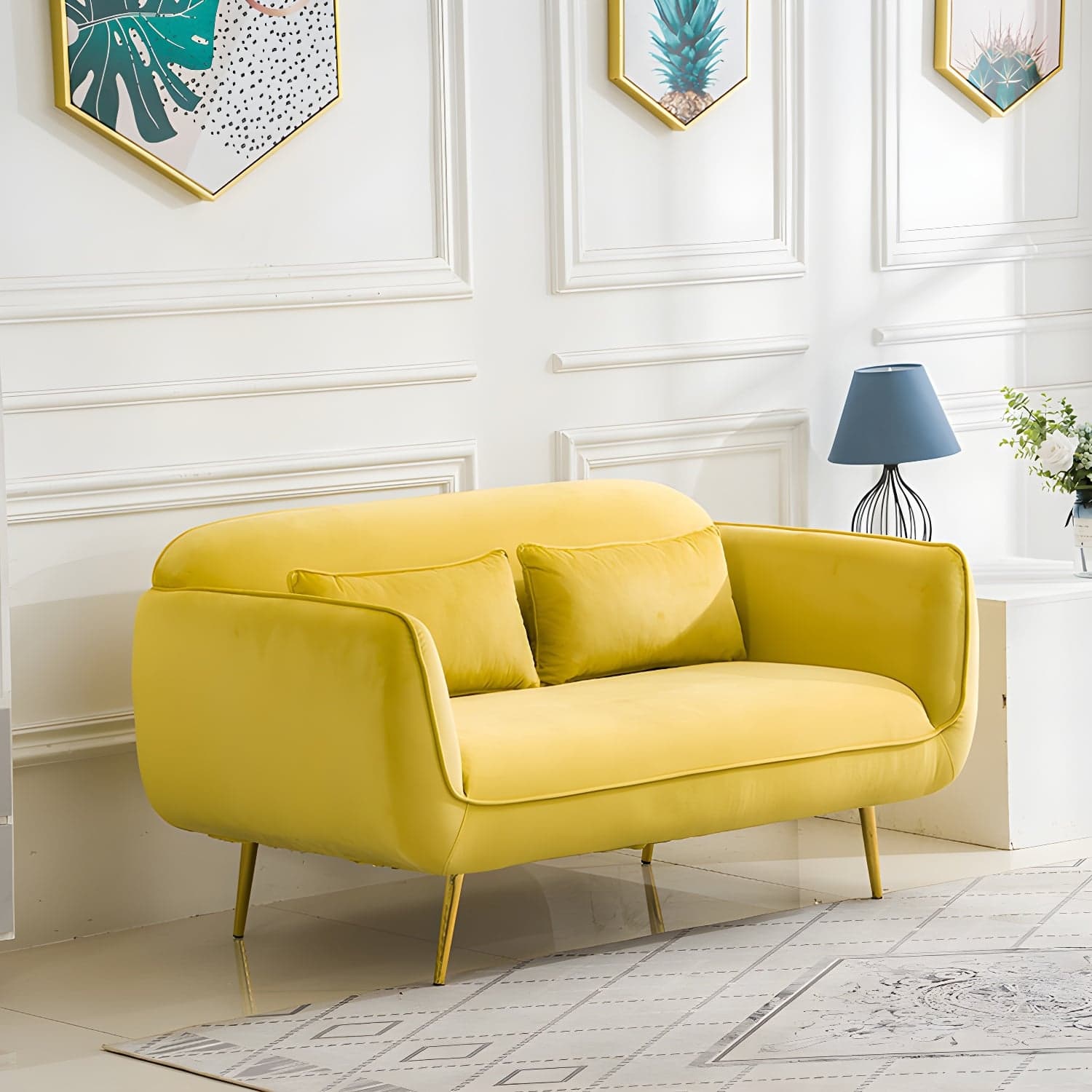 Glam Tight Back Loveseat with Flared Arm and Extra Pillows for Home and Apartment - image 8