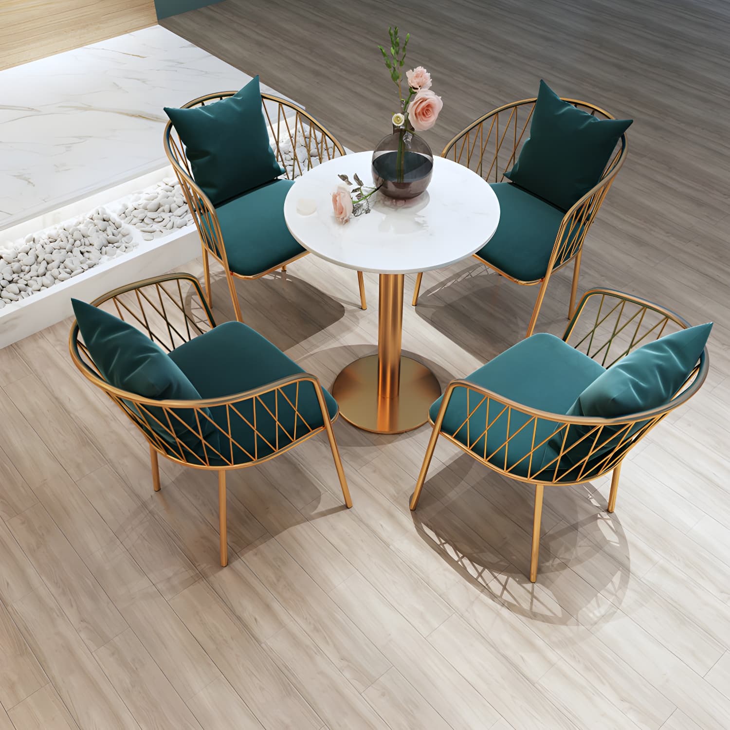 Sintered Stone Dining Table Traditional Luxury Dining Table with Gold Base - image 17