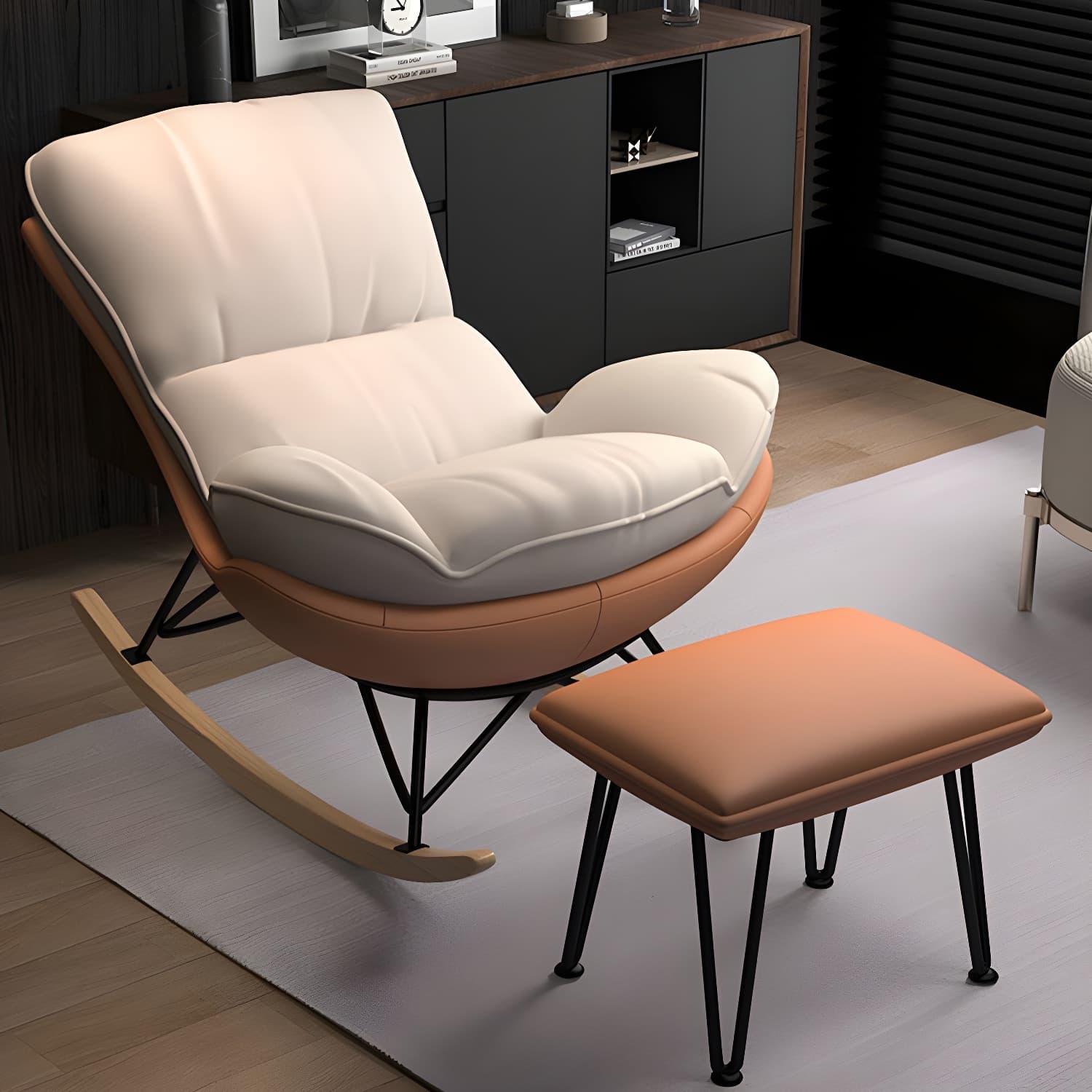 Modern Tufted Cushions Glider Spindle Children Glider with Ottoman - image 22