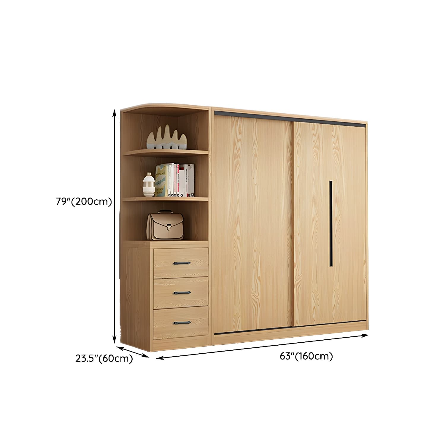 Contemporary Wood Sliding Cloth Rod Included Wardrobe for Bedroom - image 25