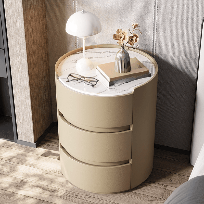 Minimalist 3-Tier Stone Countertop Drawer Storage Nightstand