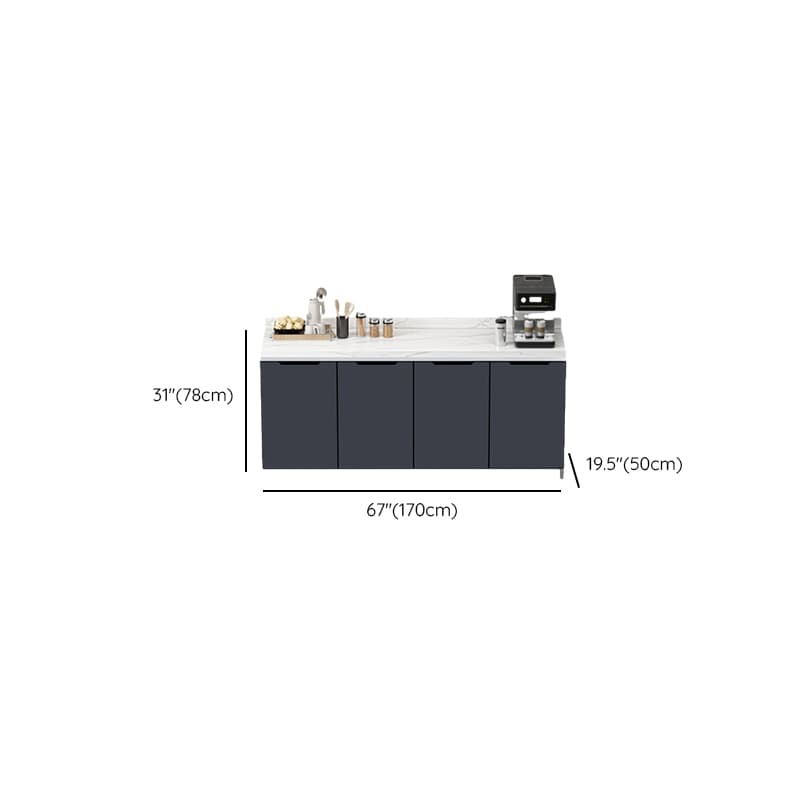 Grey Simple Sideboard with Standard/Narrow Size, 1 Shelf, Sintered Stone Countertop, and Multiple Doors Larder Storage - image 12