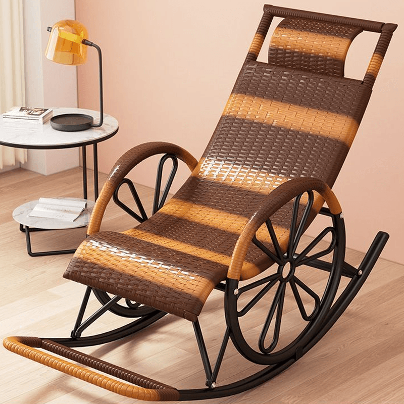 Craftsman Cane Porch Rocker with Round Arm