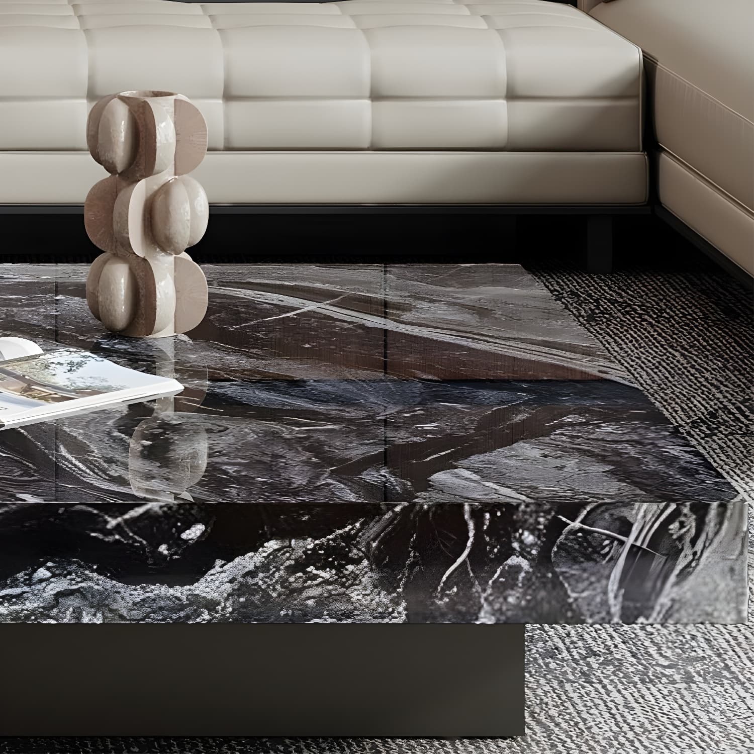 Block Coffee or End Table Contemporary Marble Square/Rectangle Prevent Scratches - image 14