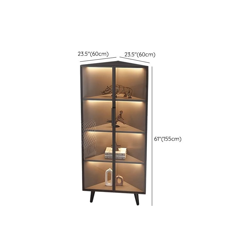 Dove Grey Scratch-immune Corner Accent Cabinet with Cabinet, Glass-panel Door, Adjustable Shelving and Handle Bars - image 16