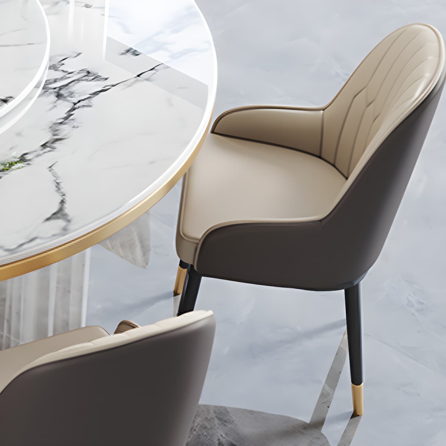 Modern Dining Set 1/5/7 Pcs Round Marble Dining Table and Upholstered Chairs - image 7