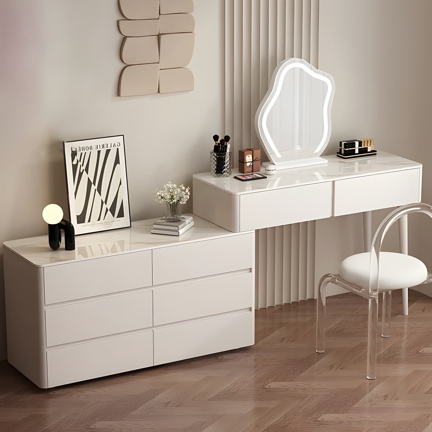 Modern Wood Makeup Vanity with Soft Close Drawer Glides & 2 Drawers - image 14