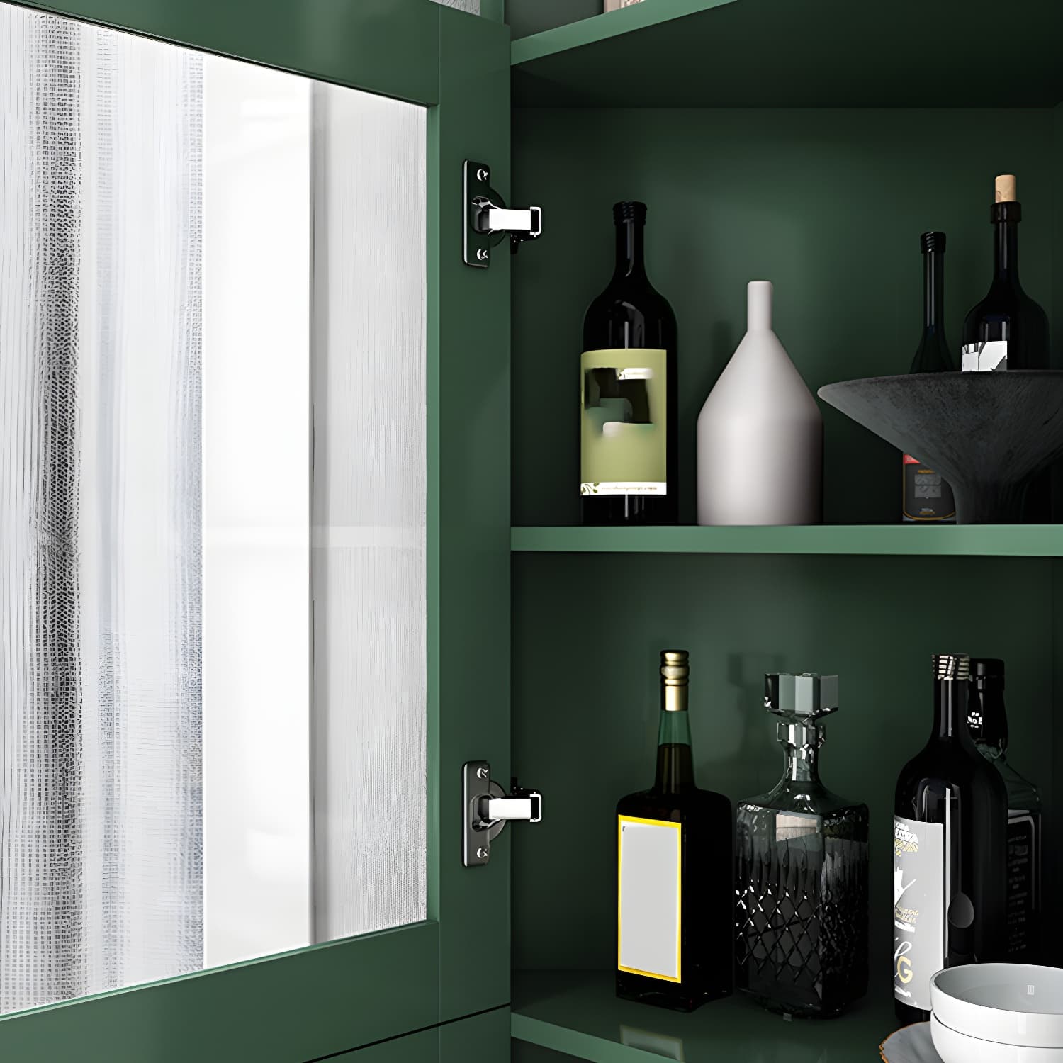 Wooden Storage Cabinet with 2 Glass Doors and Storage Shelf Modern - image 10