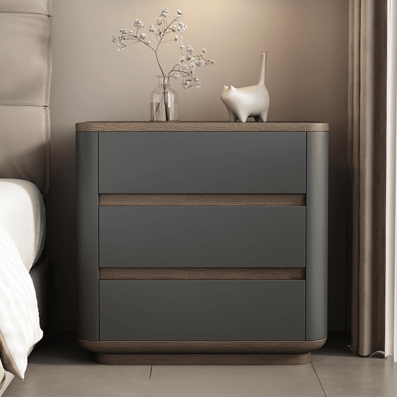 Organic Modern Nightstand With Drawer Organization with 3 Drawers and Real Wood Countertop - image 5