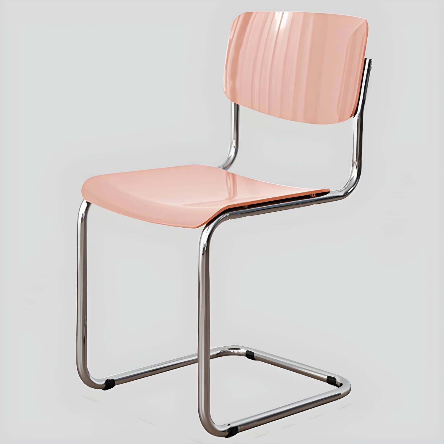 Scandinavian Open Back Side Chair with Silver Metal Legs in Plastic & Acrylic for Kitchen & Dining - image 6