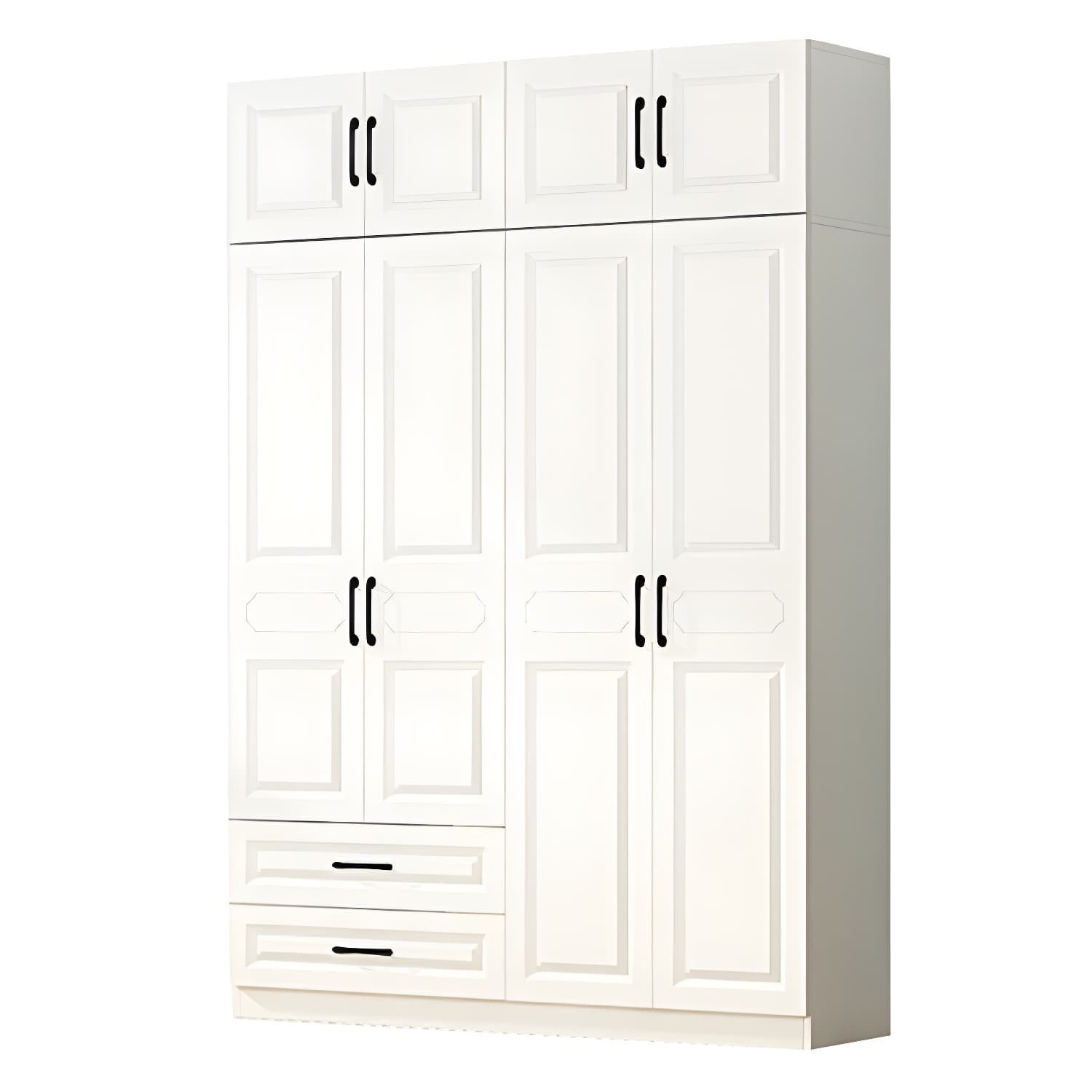 White Modern Wood Wardrobe Armoire with Clothing Rod and Shelves - image 5