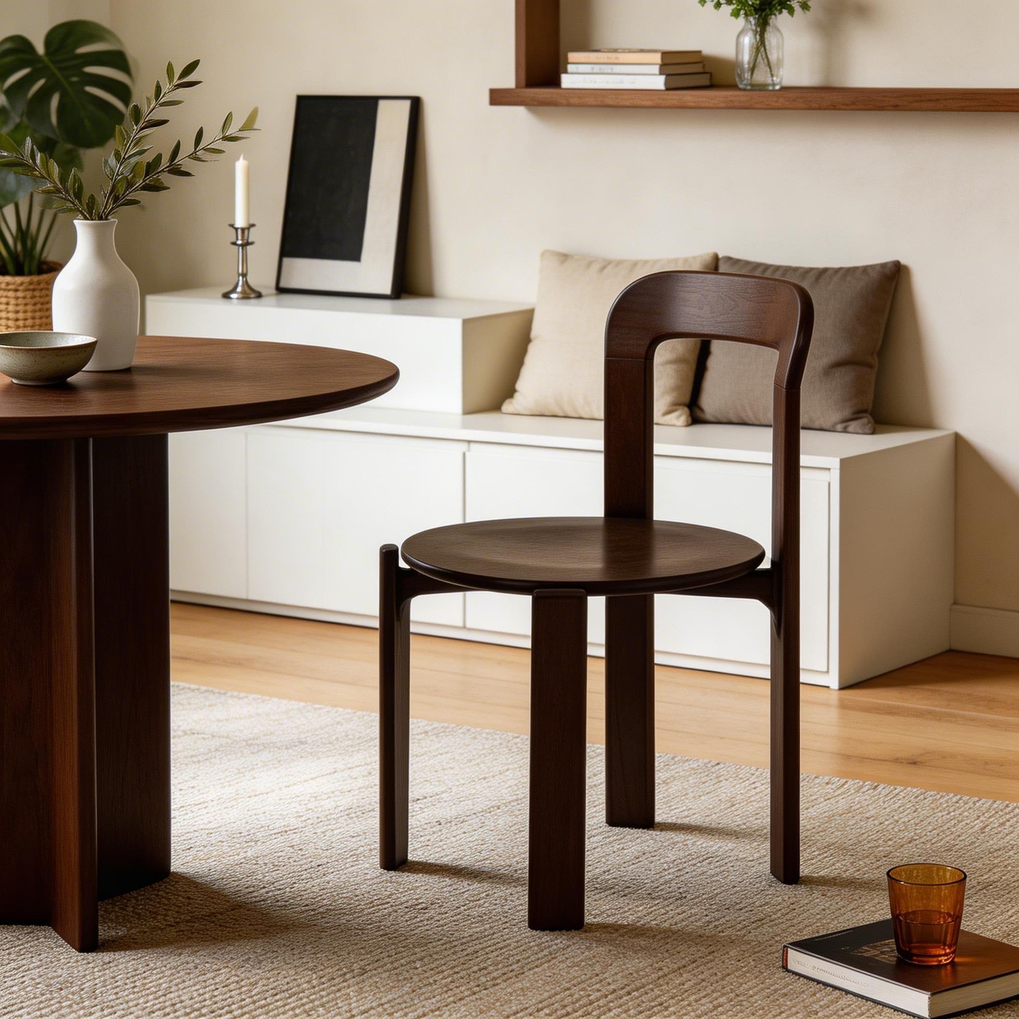 Scandinavian Natural Wood Armless Kitchen Chair 15.3inch Wide Non-Swivel 1 Piece - image 24