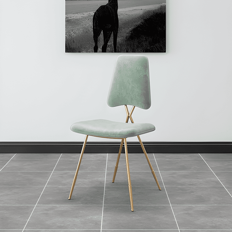 Upholstered Firm Armless Chair with Aureate Legs and Foot Pads for Dinette