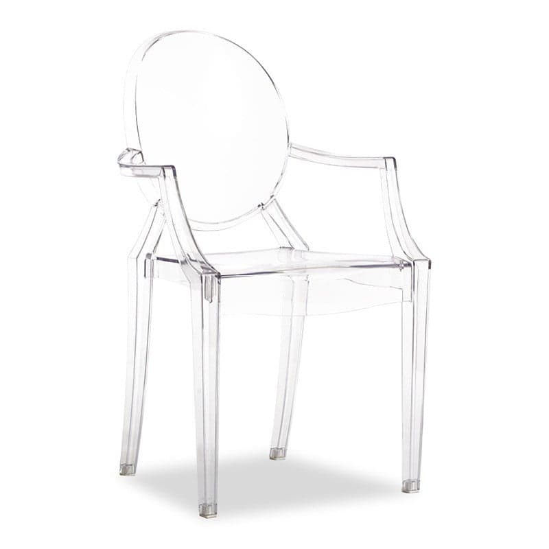 Scandinavian Reliable Arm Chair in Plastic for Dinette with Open Back and Foot Pads - image 3