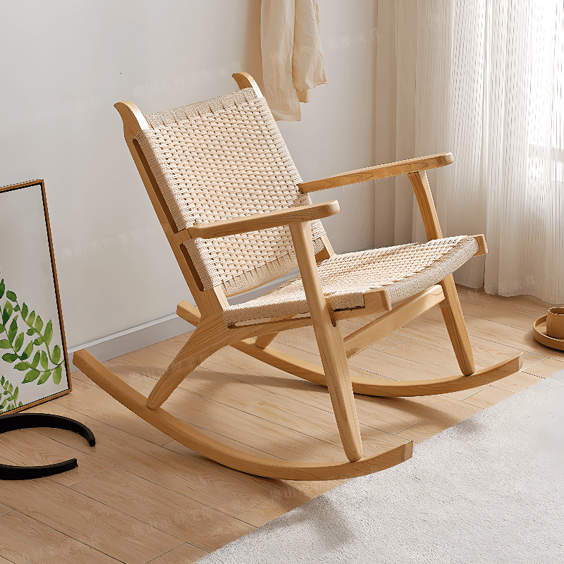 Wood Front Porch Rocking Chairs with Rear Back, Stationary - image 5