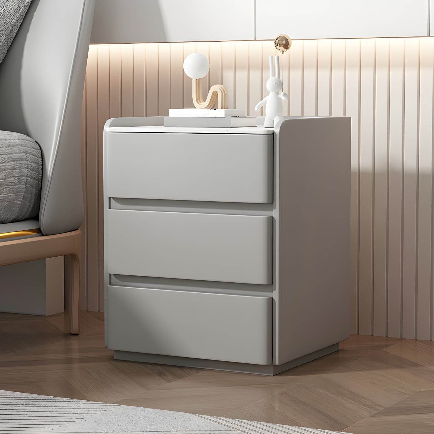 Modern Three Drawers Table Nightstand with Slate Countertop for Bedroom - image 5