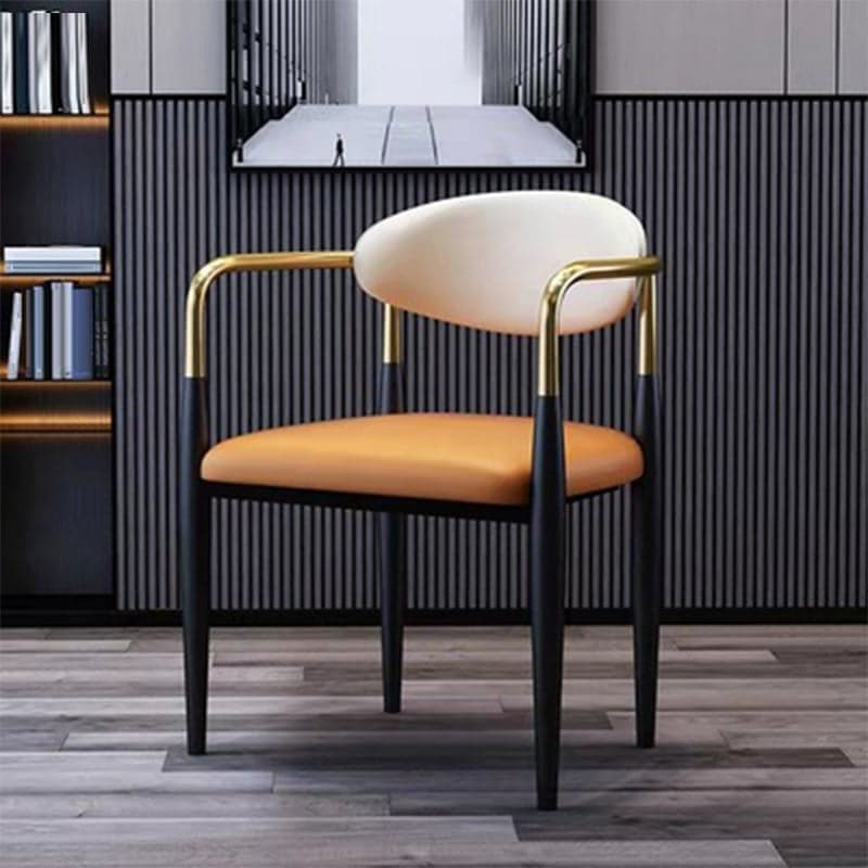 Faux Leather/Velour Upholstered Arm Chair with Arms and Black Legs in a Casual Style - image 6