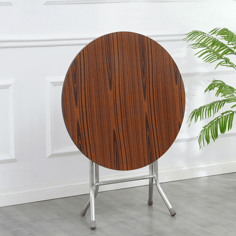 Art Deco Sepia/Natural Color/Cream Rounded Dining Table with Timber Top, Portable and Collapsible for 2 People - image 3