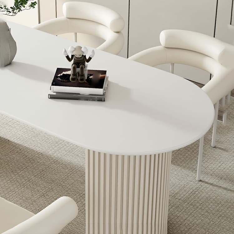 White Stone Top Oval Dining Table with Metal Legs for Dining Room - image 11