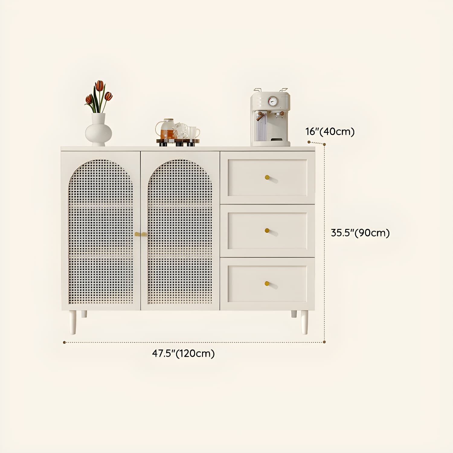 White Modern Sideboard Credenza with Cabinets and Reserve Installation Holes, Full Assembly Required - image 21