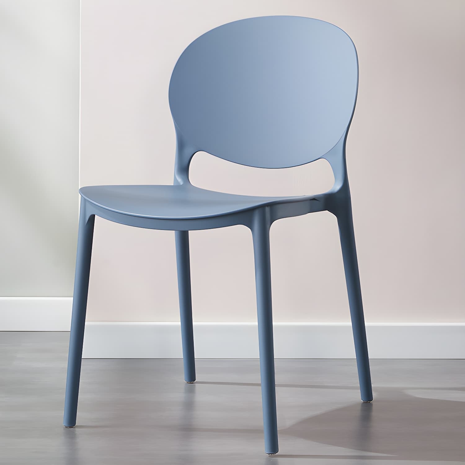 Scandinavian Armless Dining Chairs Stackable Plastic Open Back Side Chair