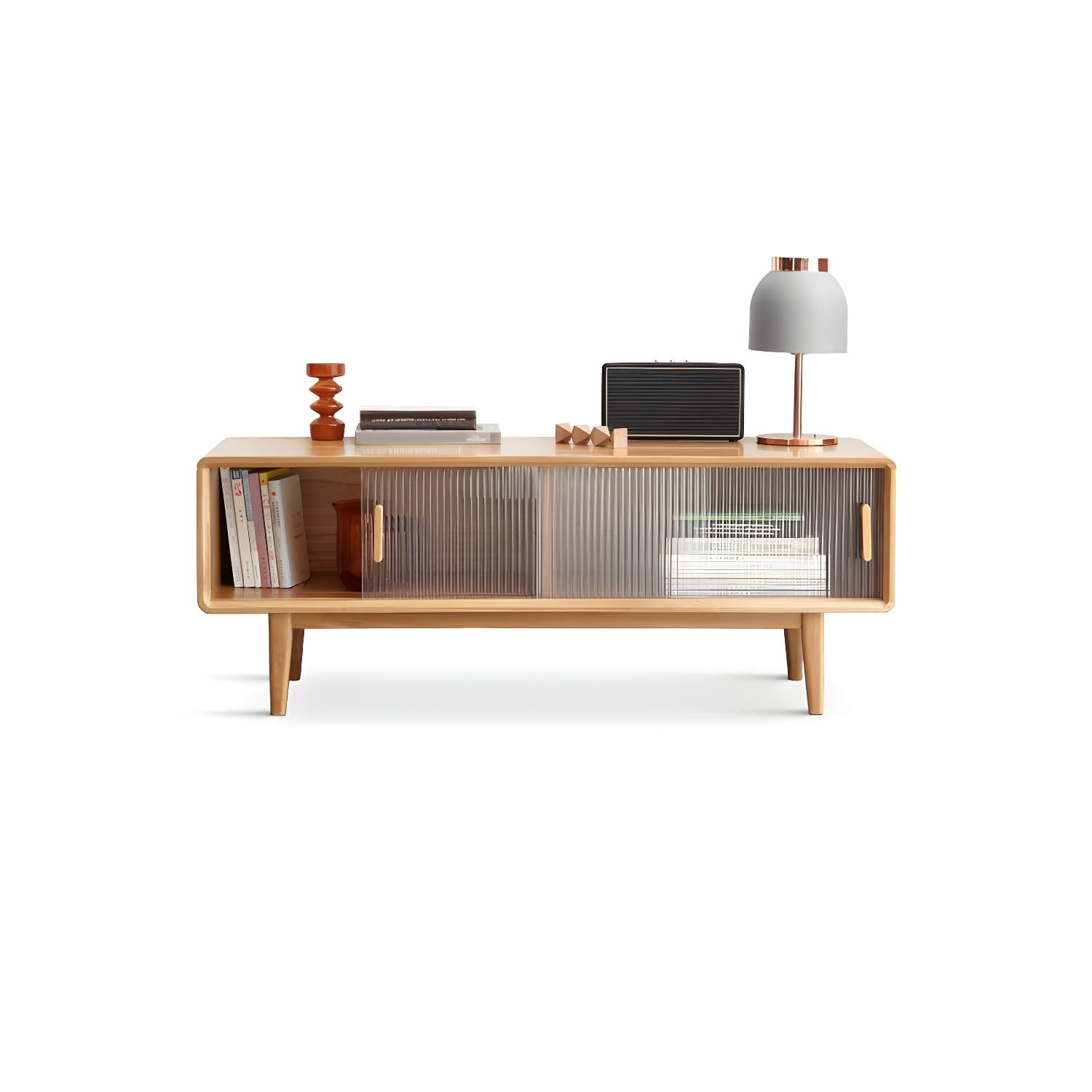 Scandinavian TV Stand with Low Height and the Cabinet Storage