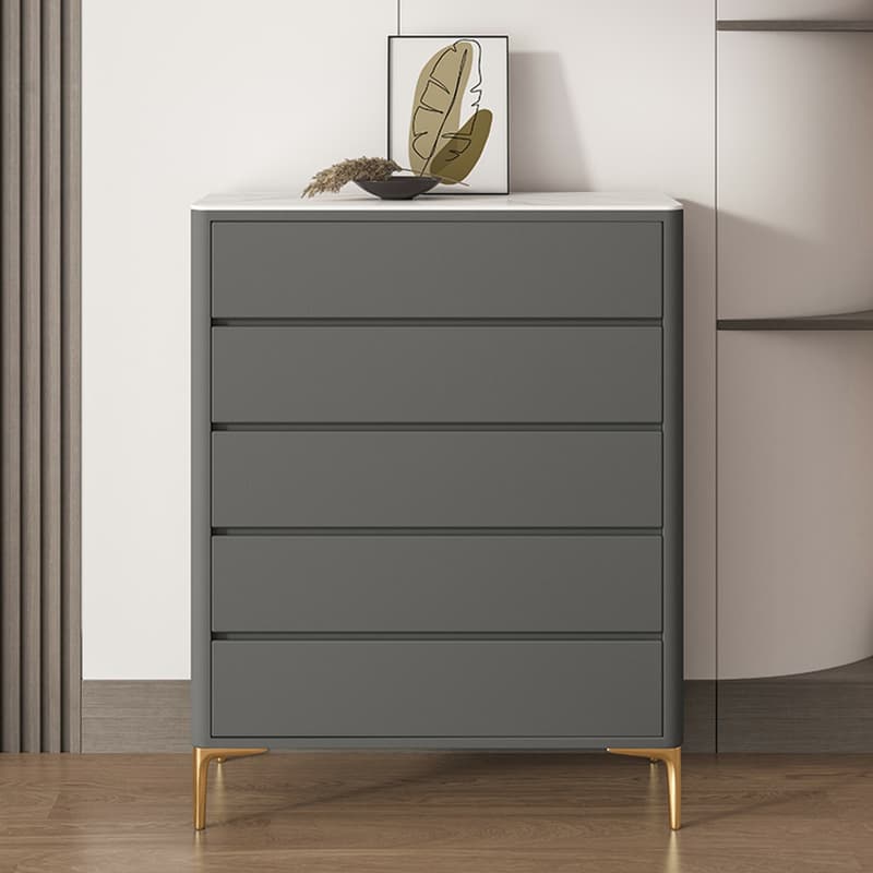 Glam Style Solid Wood Storage Chest with Stone Top and Soft-Close Drawers - image 9