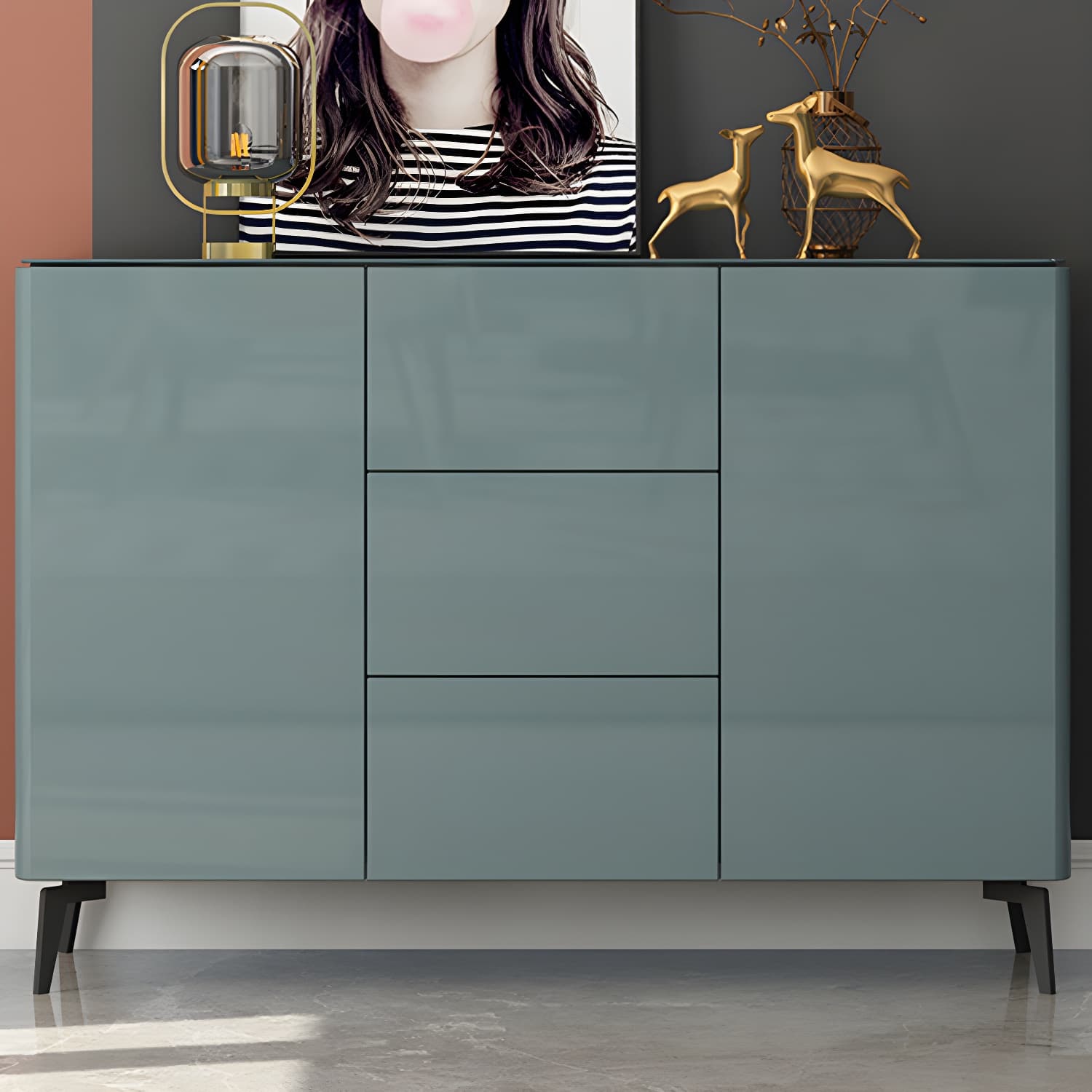 Contemporary Accent Cabinet Square Side Cabinet With Glass Top - image 5