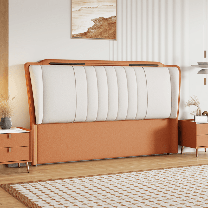 Modern Wood Bed with With Legs & Standard（36-55“） Camelback/Wingback, Sponge Cushion Included, King(76"W x 80"L)/Full(54"W x 75"L) - image 7
