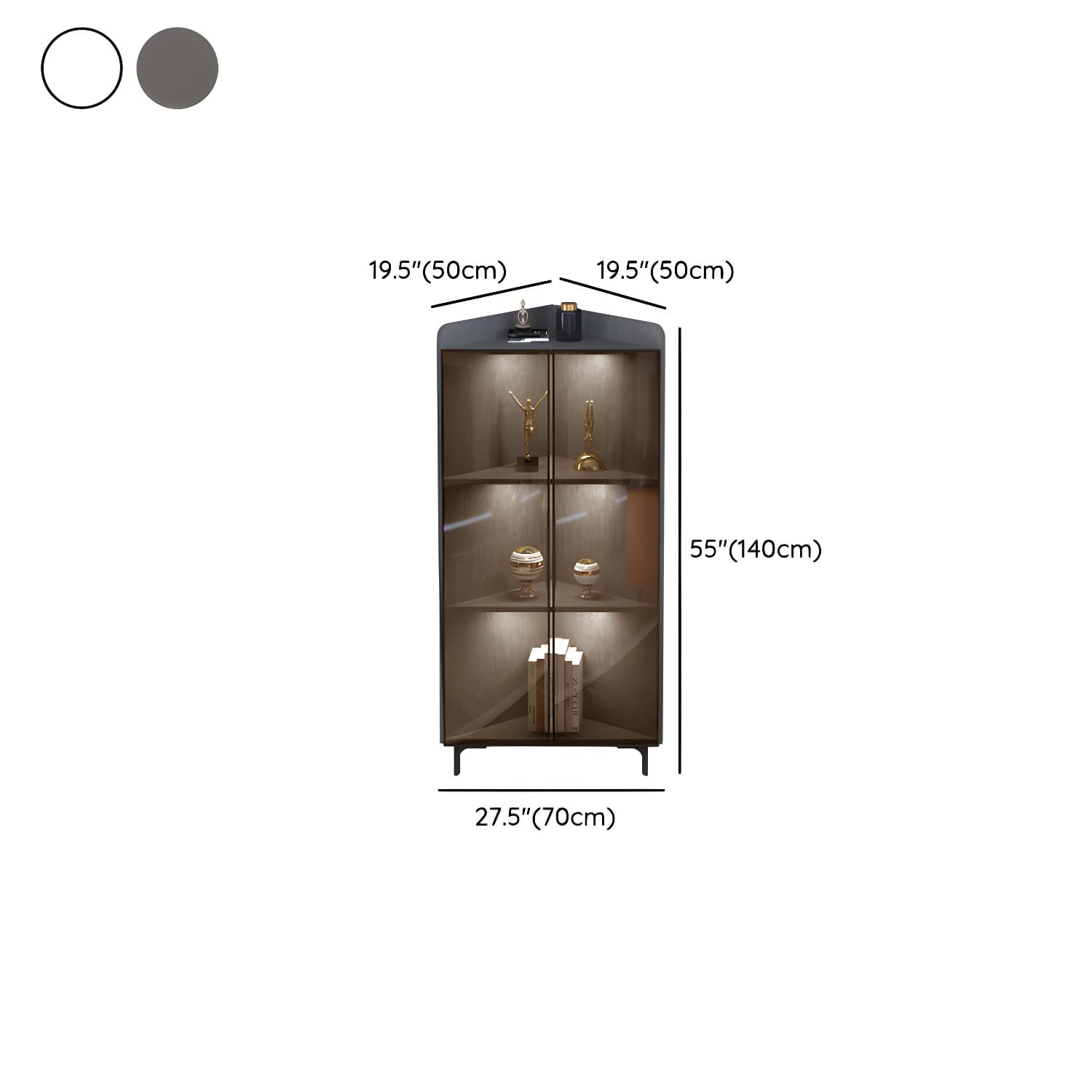 Modern Black Corner Accent. Wood Countertop. Glass Doors. Cabinets included - image 14