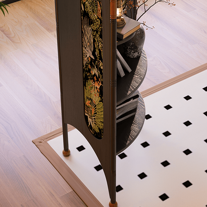 Modern Simple Style Nook Decorative Cabinet with 6 Exterior Shelves/4 Exterior Shelves, Ash Wood Countertop in Matte Black - image 8