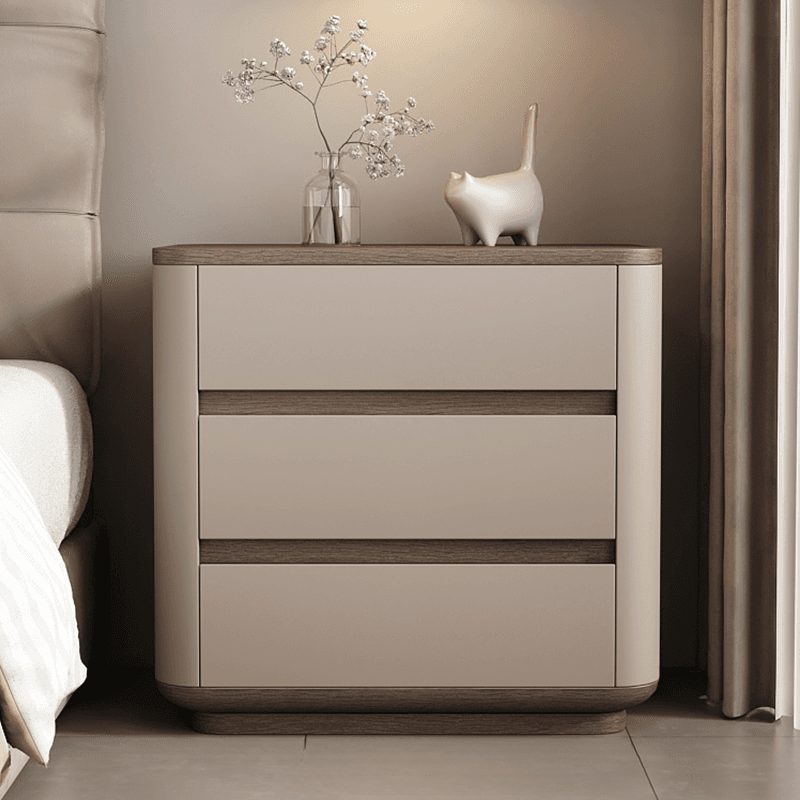 Organic Modern Nightstand With Drawer Organization with 3 Drawers and Real Wood Countertop - image 6