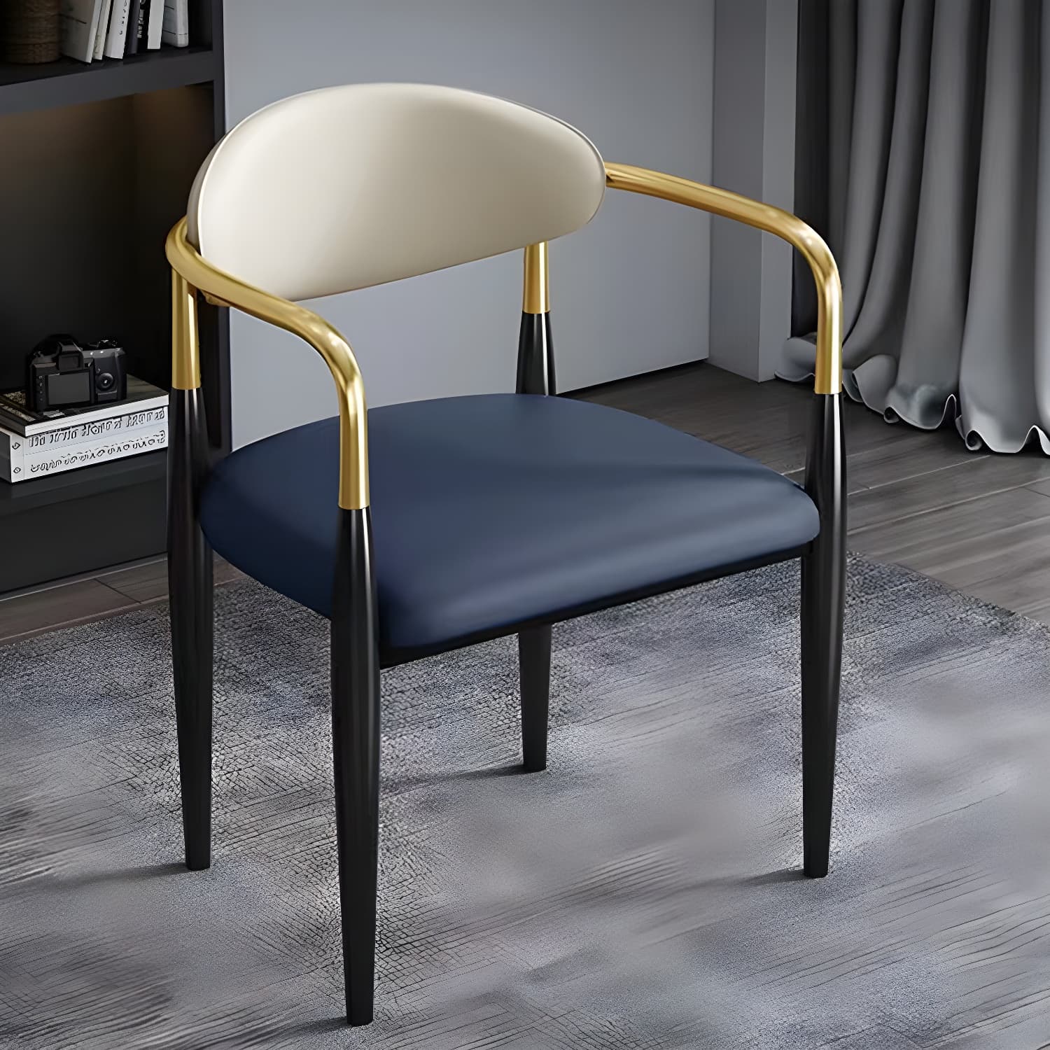 Contemporary Metal Dining Chair Black Legs Dining Room Arm Chair - image 10