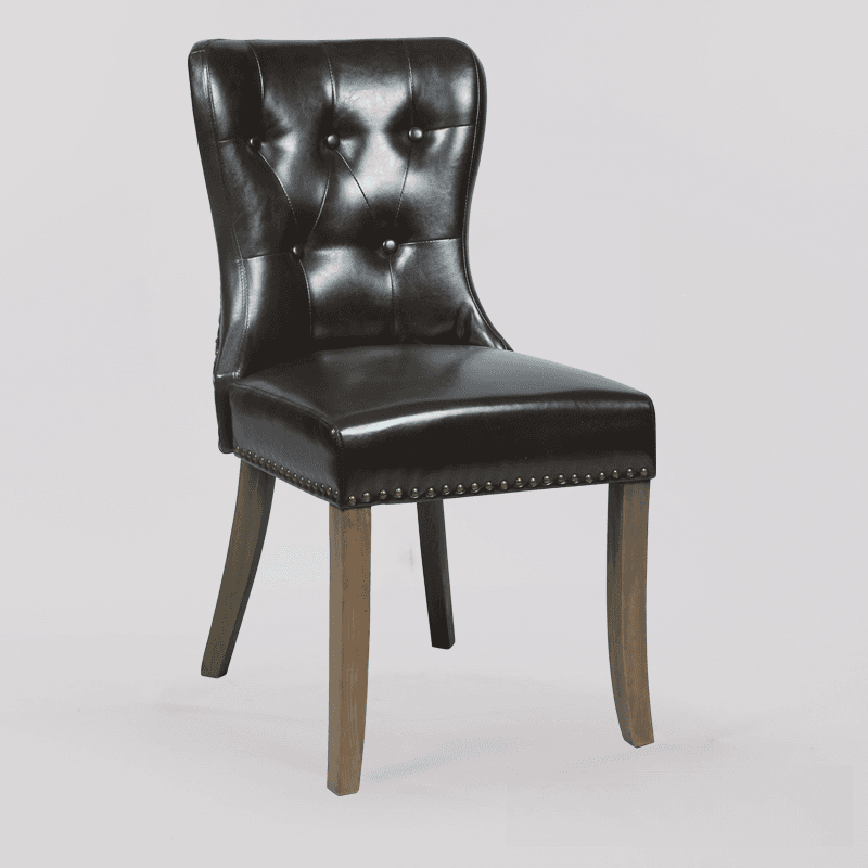 Vintage Secure Bordered Button-tufted Upholstered Side Chair with Wingbacked Chair, Nailhead Detailing and Foot Pads - image 4