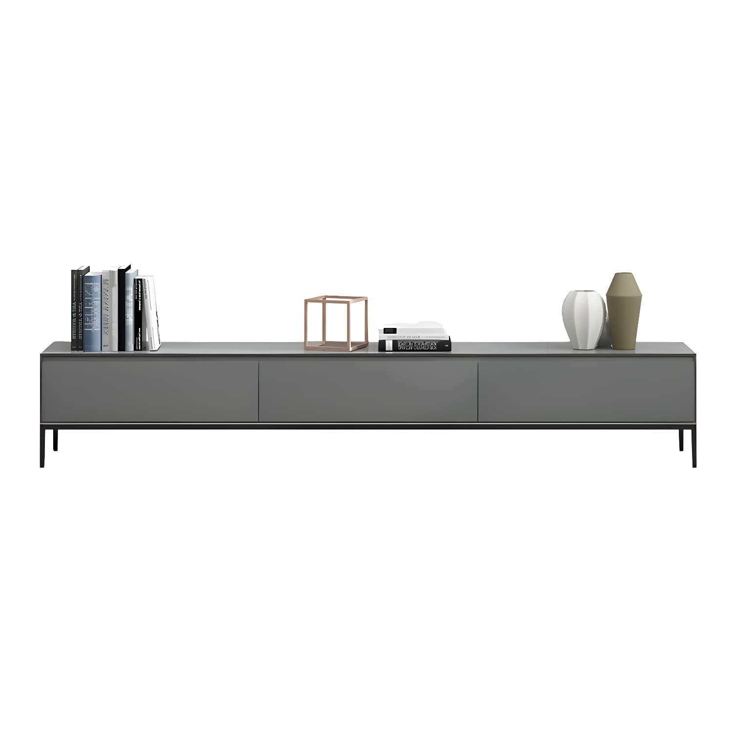 Contemporary Style TV Stand Stone and Engineered Wood TV Cabinet - image 7