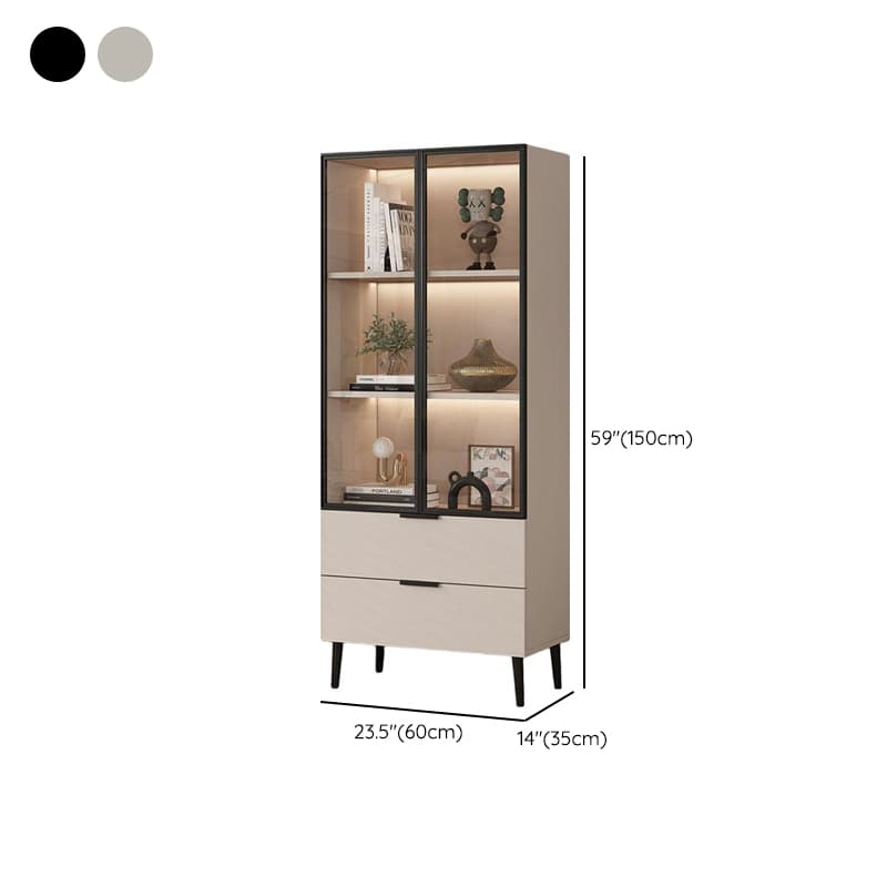 Simple Rectangular Damp-proof Accent Cabinet with Closet, Glazed Door, Chalk/Sand Top, and Soft Close Drawer - image 12