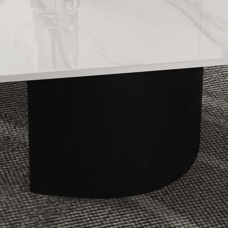 Modern Farmhouse Stone White Irregular Single Coffee Table with Twin Pedestal Base - image 12