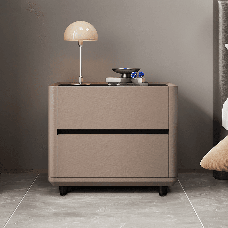 Organic Modern Nightstand With Drawer Organization Featuring 2 Drawers and Stone Countertop - image 5