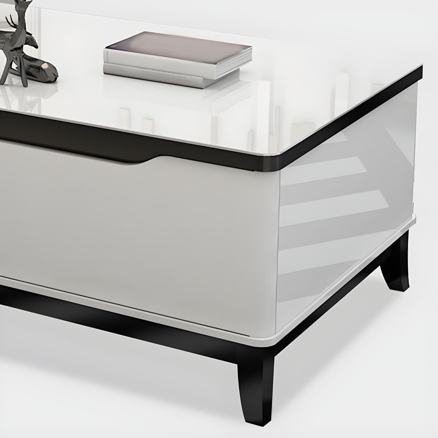 17.7 " Tall Contemporary Wood 4 Legs Glass/slate Rectangular Top Coffee Table with Drawers - image 10