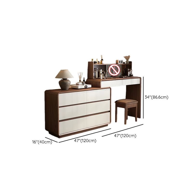Simplistic Large Vanity Set with Rubberwood Table Top and Auburn Seat, Featuring 8/11/5 Drawers, No Suspension - image 7