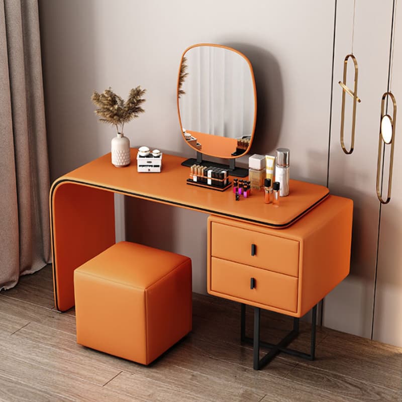 Modern Wood Makeup Vanity with 2 Soft Close Drawers, Standard Length, Natural Finish, 18.9in Width - image 7