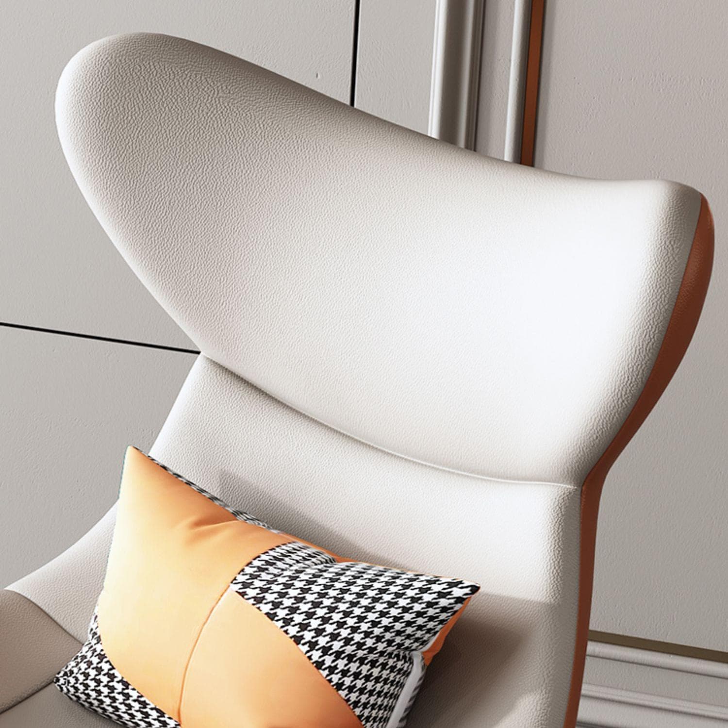 Modern Non-Scratch Armless Indoor Solid Wood Faux Leather Rocking Chair - image 9