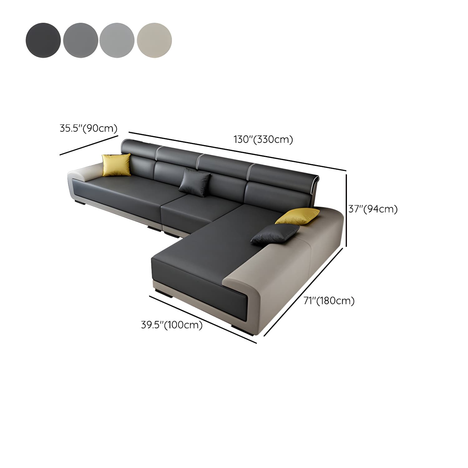 Modern L-Shape Wood Frame Sponge Cushion Back Sectional Sofa Chaise (10 Feet) - image 18