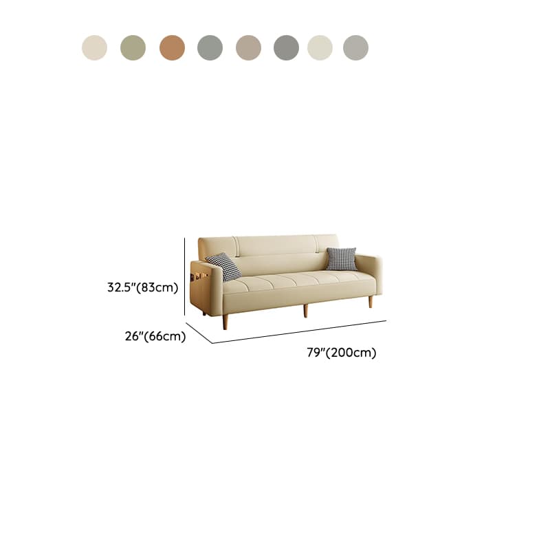 Trendy Solid Color Scratch-immune Convertible Sofa in Grey/Beige/Ecru with Arm, 4-seater/2 People/Seats 3, and 2 Pillows - image 18