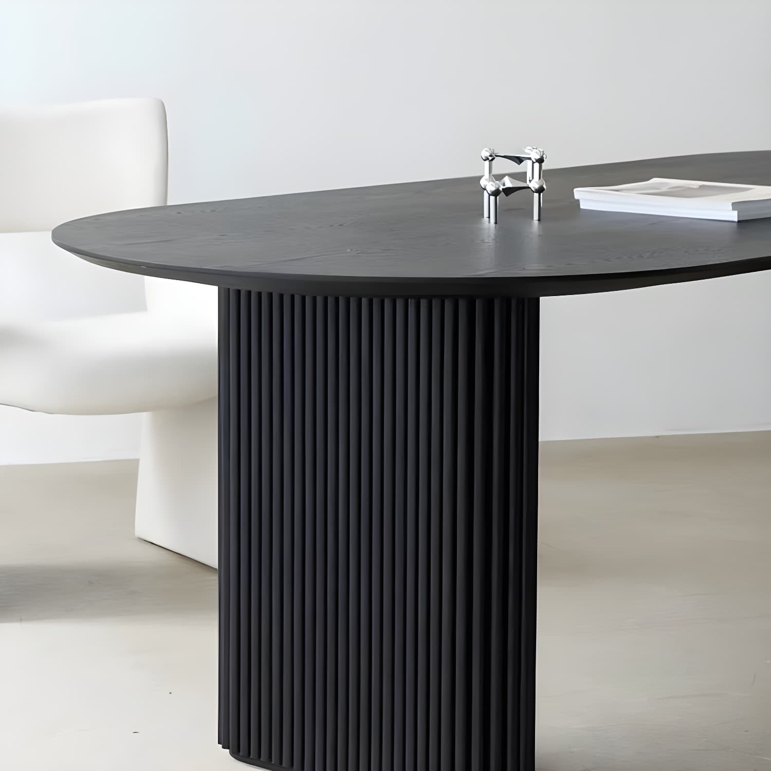 Modern Oval Dining Table Black Wooden Dinner Table for Dining Room - image 6