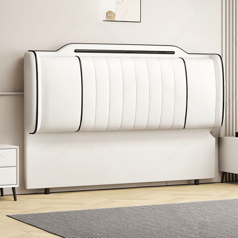 Simplistic Style Wingback Headboard with Camelback Shape in Pine Wood, No Distressing, Available in King/Queen/Full Sizes, Featuring Sponge Upholstery and Standard Height