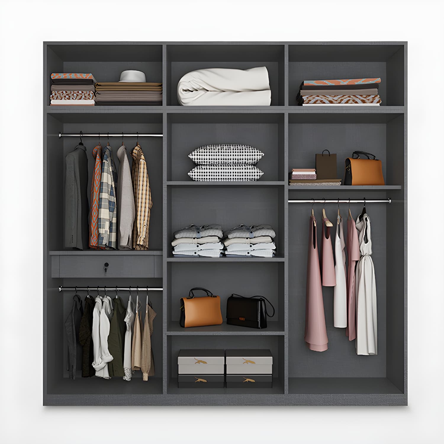 Modern Style Wooden Wardrobe Soft Close Door Wardrobe Closet with Drawer - image 8